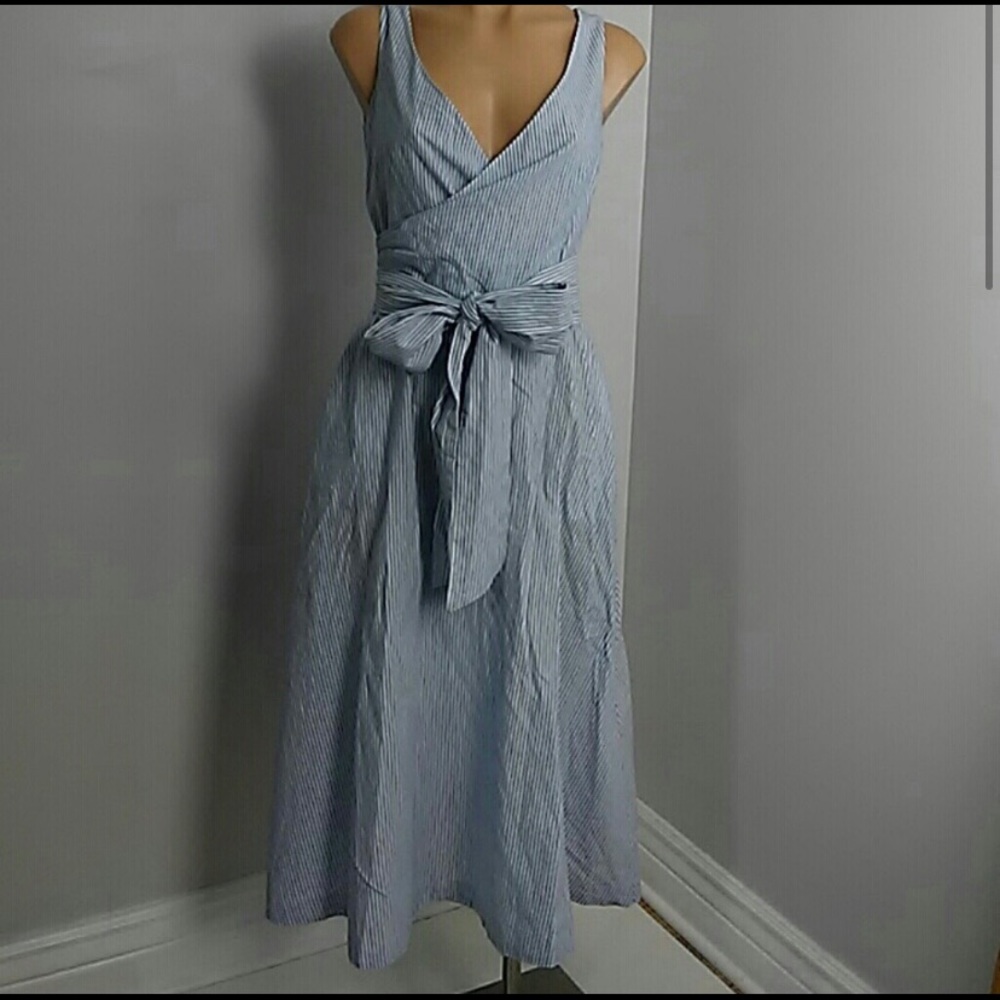 Boden Blue Striped Wrap Dress